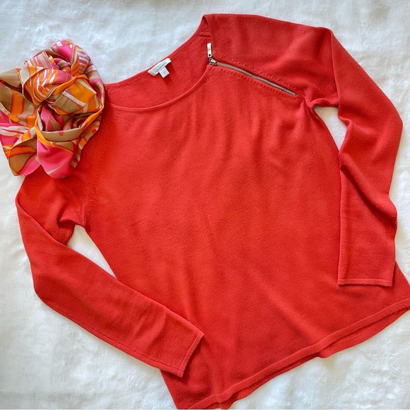 Solar Womens Red Orange Lightweight Knit Blend Sweater Top, Size S - Picture 3 of 15